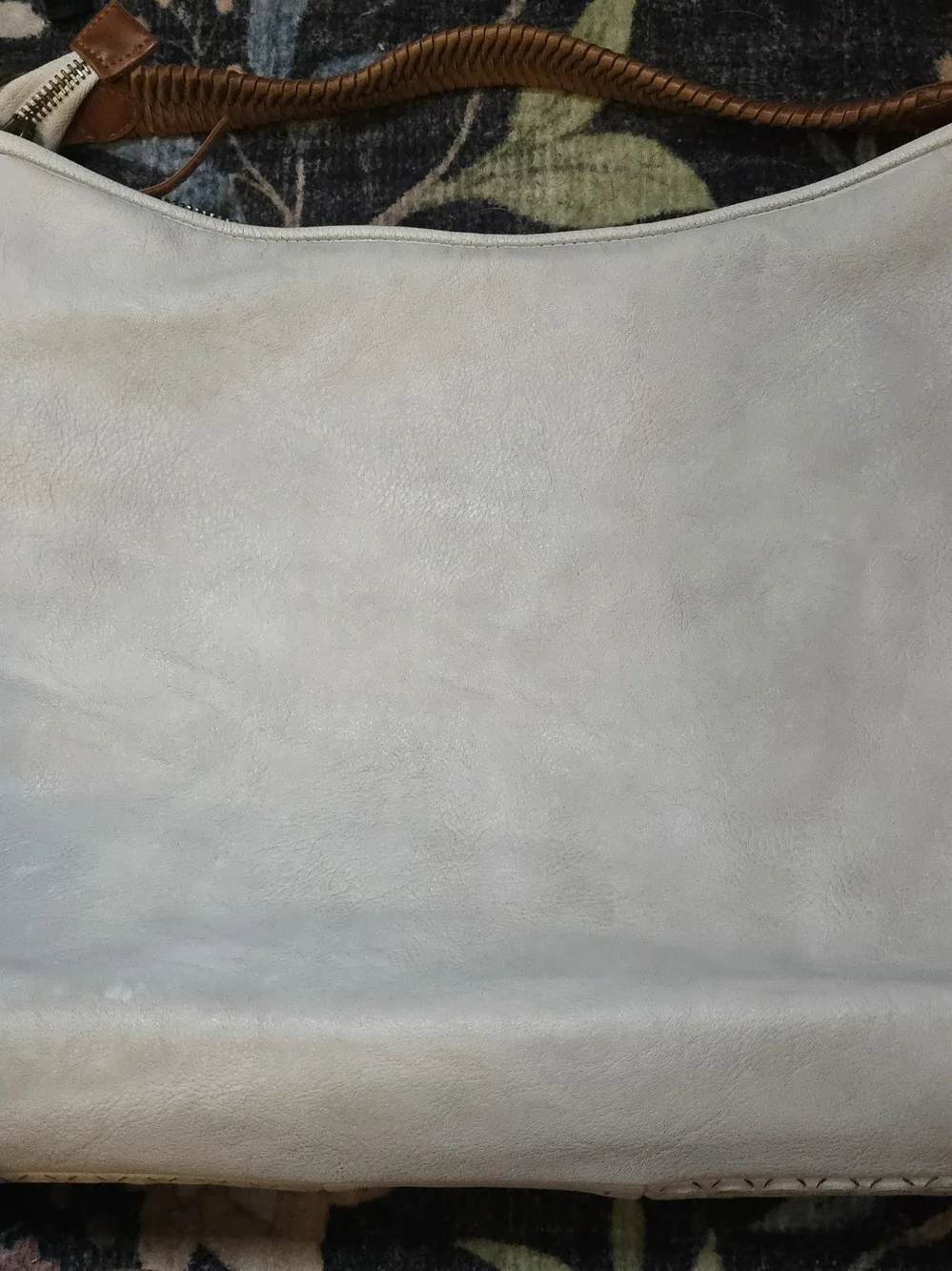 Free People Large Cream Vegan Leather Shoulder Bag with Crossbody Strap